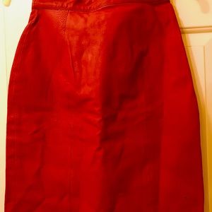 Vintage Otello Pelle Red leather A-line  skirt Size 5/6